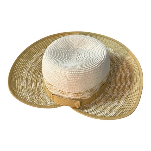 Sun N Sand UPF 50+ Wide Brim Sun Hat Cream Tan Woven Straw Look Beach Garden Hat - Picture 2 of 5
